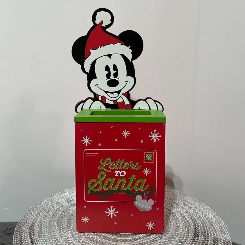 Disney Mickey Mouse Wooden Letters to Santa Box NWT